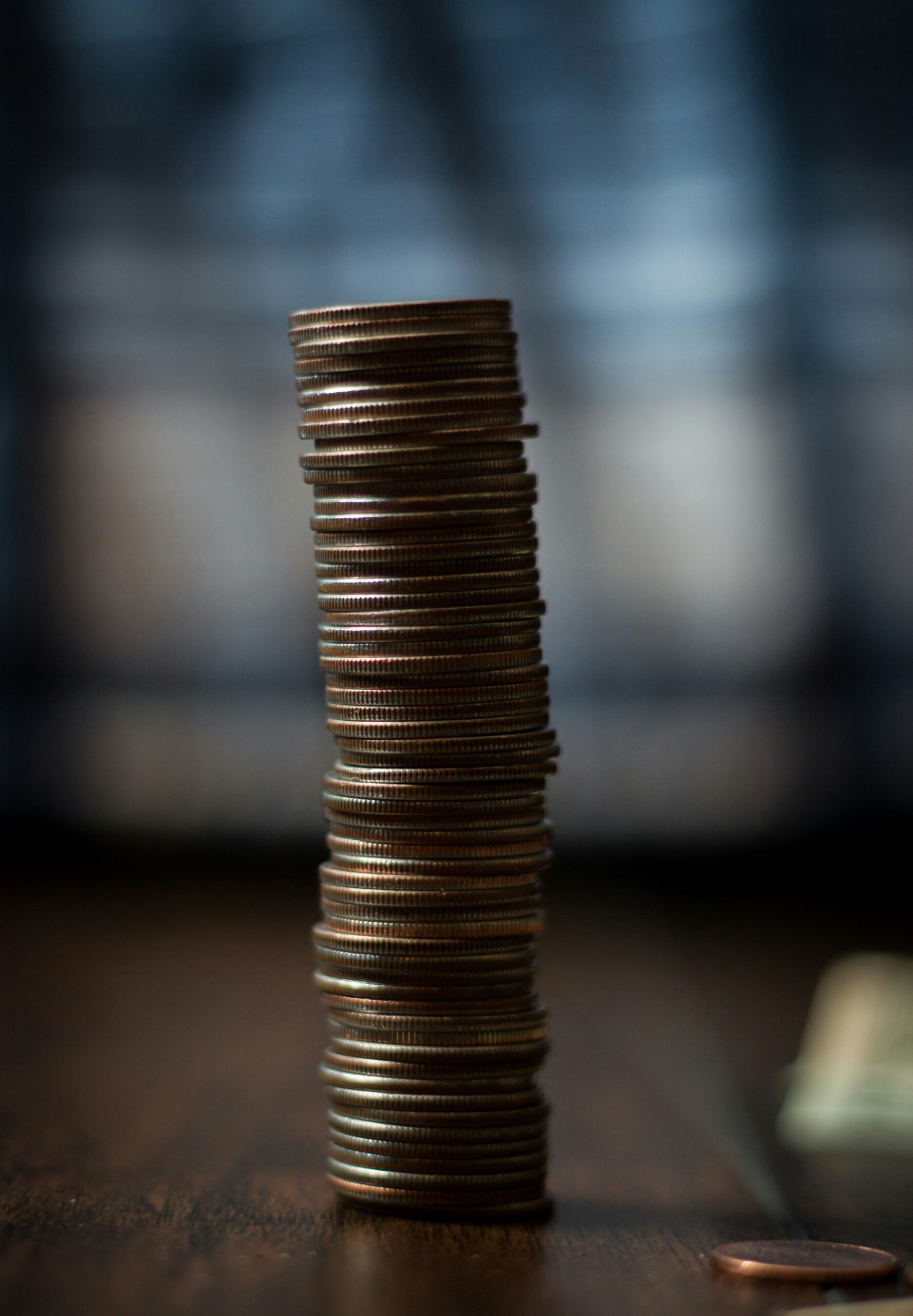 Stack of coins on a table